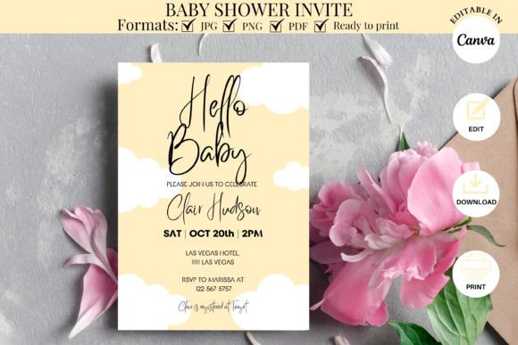 Charm Your Guests: The Hello Baby Cloud Invitation