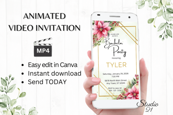 Christmas Bachelor Party Invite W5194: Design Your Digital Celebration
