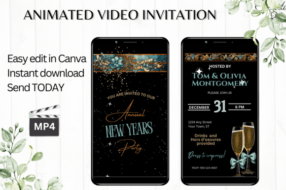 Effortless Digital New Years Eve Party Invitations