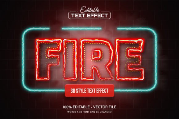 Ignite Your Designs with the Fire Red Line Neon Light Effect