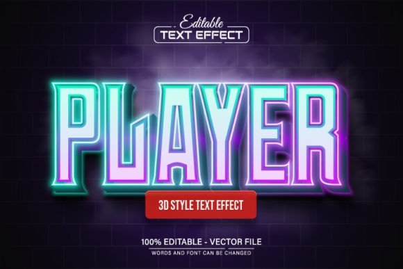 Player Neon Glowing 3D Text Effect: A Fully Editable Vector Design