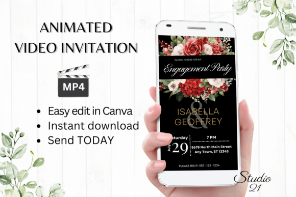 Red Roses Engagement Party Invite: A Stunning Digital Template