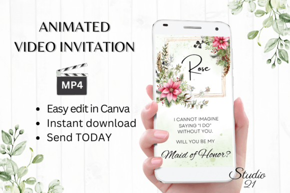 The Christmas Maid of Honor Proposal W3192MH: A Festive Digital Invite