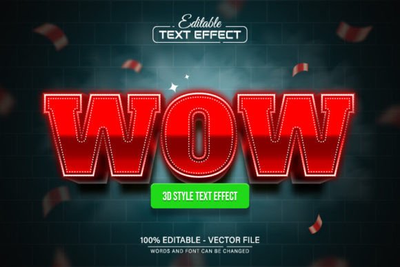 Wow Red 3D Glowing Text: A Dynamic Design Asset